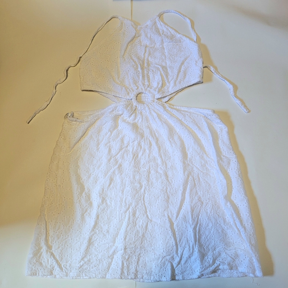 White eyelet cut out dress